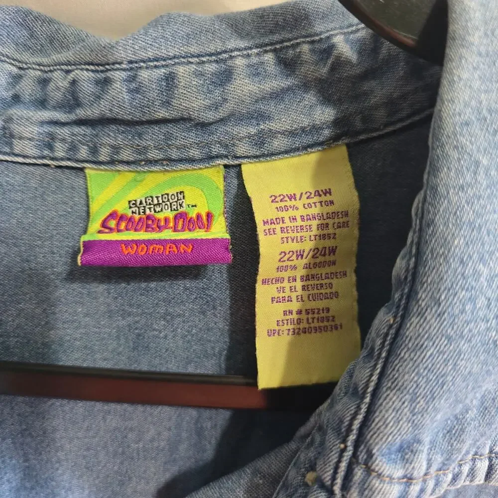 Vintage Scooby Doo Denim Button Down Vest 22W - Picture 3 of 3